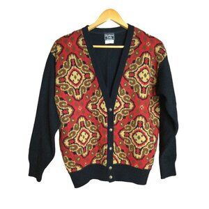 Vintage Southern Lady Womens Button Front Cardigan Sweater Size Medium Geometric